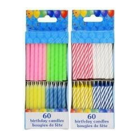 Spiral Birthday Candles Pastel and Brights, 120 Count