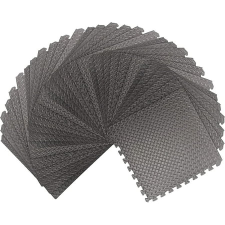 120 Square feet / 30 Interlocking Foam Tiles Thick Exercise Mat - Soft Supportive Cushion, Non-Skid Texture & Water Resistant, Gray Color