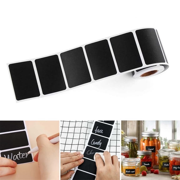 120 Stickers Per Roll, Rectangle Chalkboard Labels Stickers, Erasable and Reusable Blackboard Stickers for Organize Decoration, 1.4 x 2.2 Inch