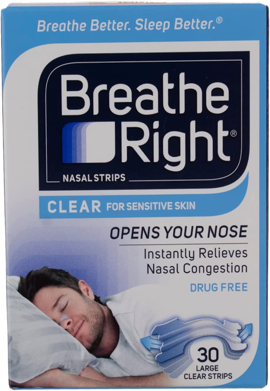 (120 Strips) Breathe Right Nasal Strips Clear Large for Sensitive Skin