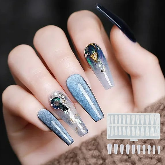 Nails 120 Transparent Water Tube Full Coverage Pressed On Nail Set for DIY Nail Salon Practice and Design