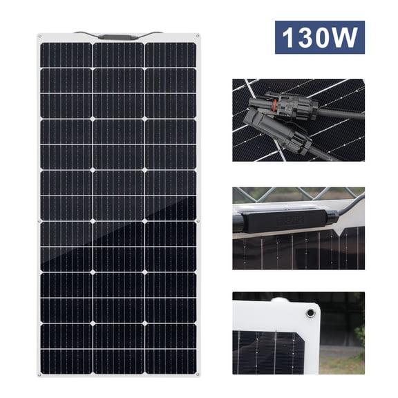 130W Flexible Solar Panel 12V Monocrystalline Waterproof Modul for RV Boat Camper Off-Grid