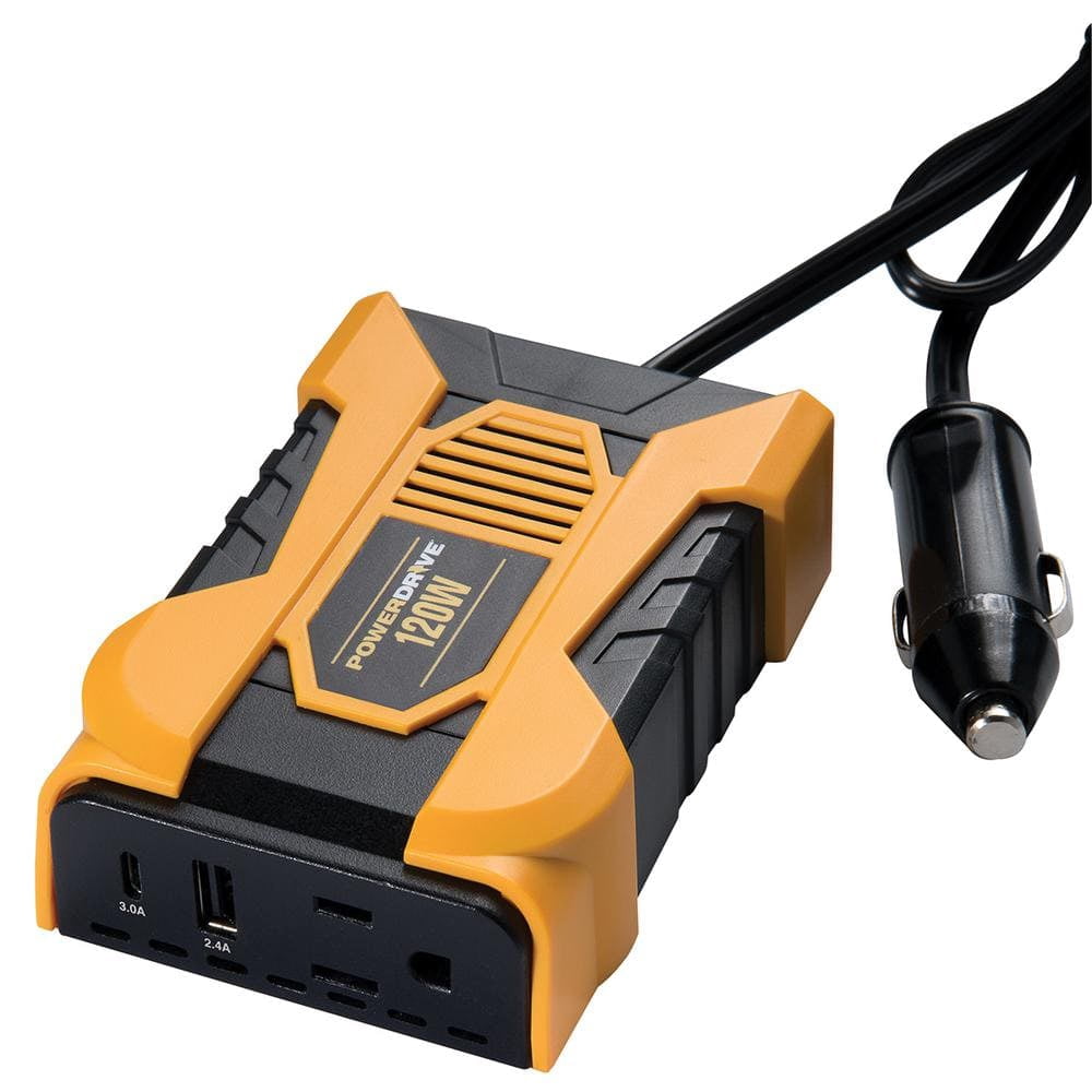 120-Watt Slim Plug-In Inverter with 1 AC and Dual port - Standard USB 2 ...