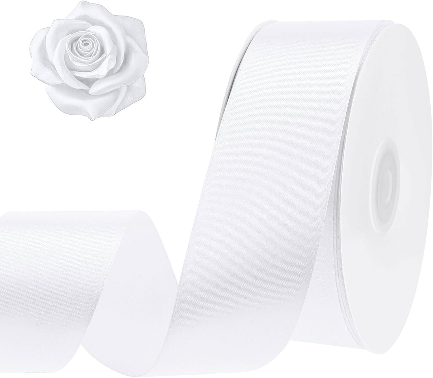 120 Yards White Ribbon 1-1/2 inch Wedding Decor Satin for Flower Floral Bouquet Chair Cheer Bows Making Gift Wrapping Bedroom Bridal Shower Sash