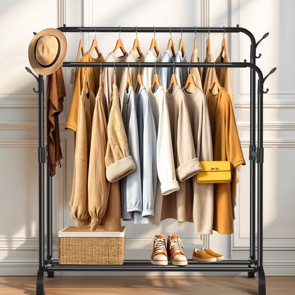 120 cm Double-Bar Clothing Rack Black