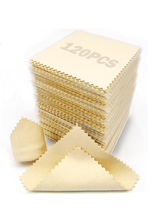 120 count Cleaning Cloth Polishing Cloths Individually Wrapped Cleaning Cloth for Sterling , , ,, Watch (3.15 x 3.15 Inches)