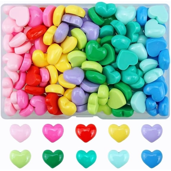 120 count Mini Heart  Flatback Colorful Plastic Heart Shape Bulk  Embellishments for Crafts Accessories