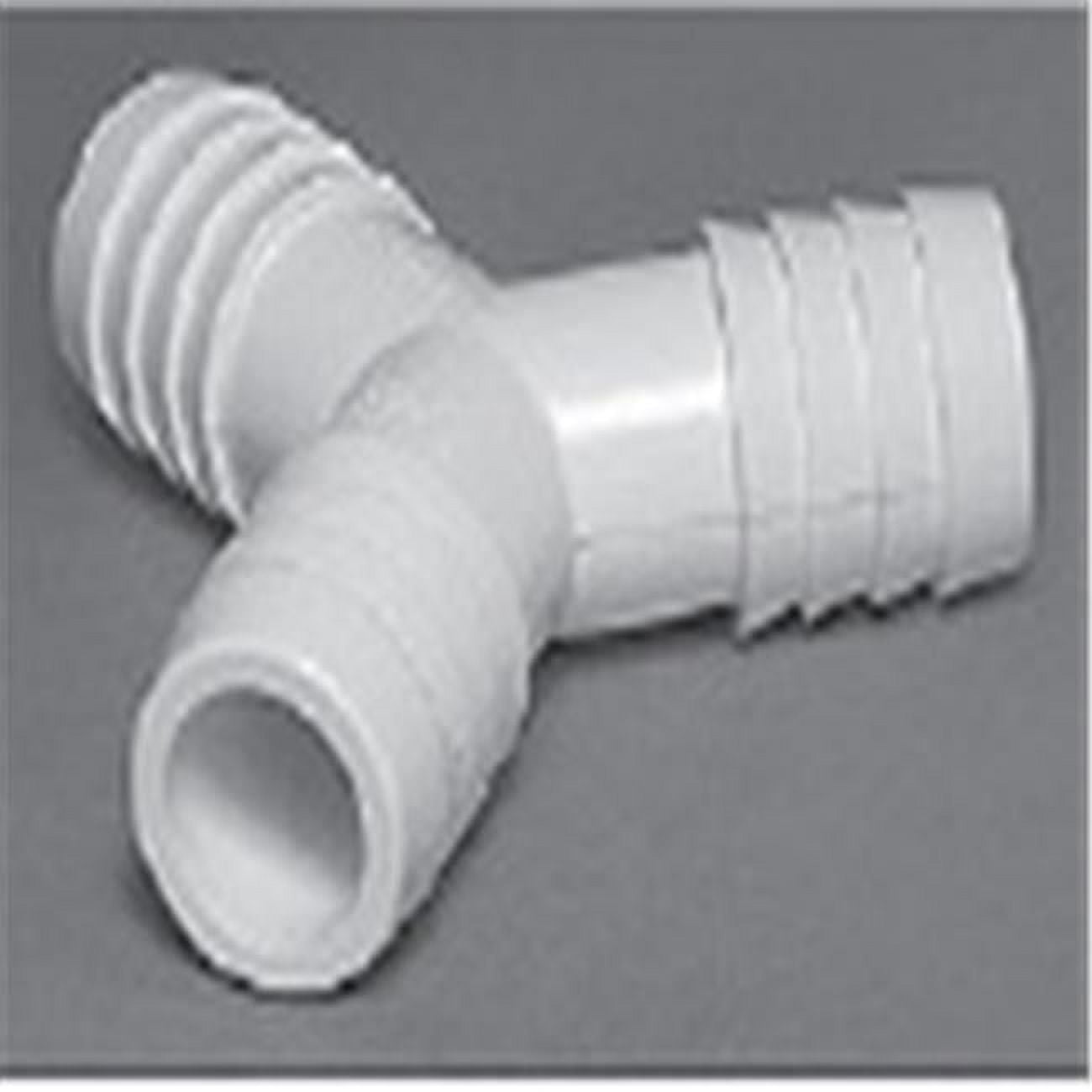 120 deg PVC Fitting Ribbed Barb Wye 0.75 x 0.75 x 0.75 in.