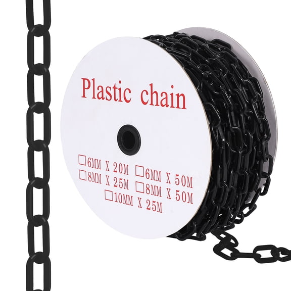 120 ft Plastic Safety Chain – 6MM Thick, 1.5-Inch Links, UV Resistant, 25 Hooks – Crowd Control Barrier for Parking Lots, Driveways, Construction, Queue Management