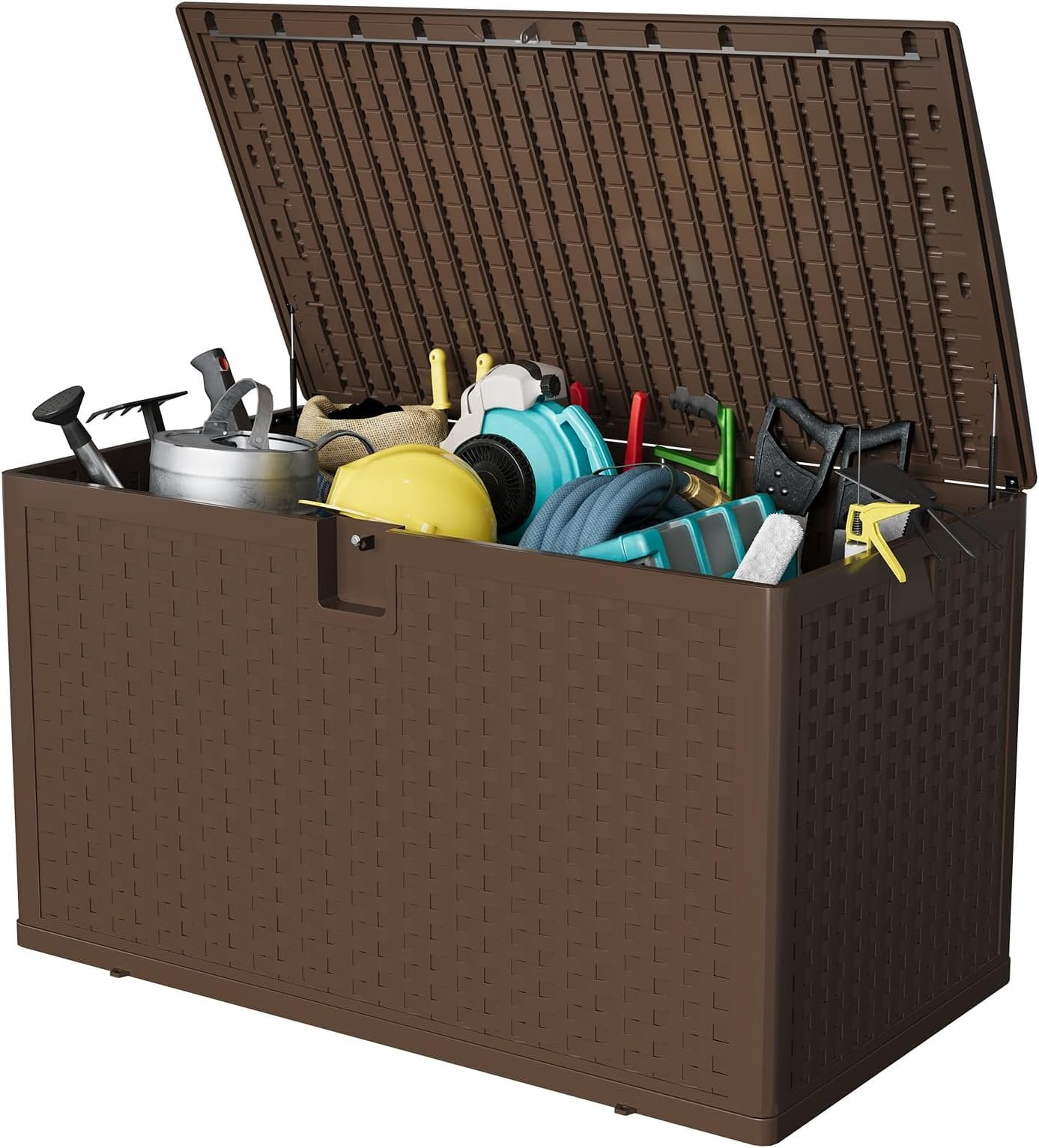 120 gallon Outdoor Storage Box, Lockable Plastic Deck Box with Lid ...