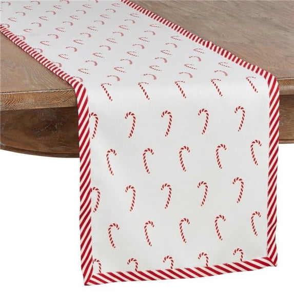 120 in. Candy Cane Print Table Runner, Red