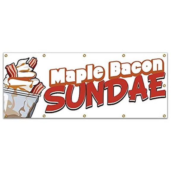 120 in. Concession Stand Food Truck Single Sided Banner - Maple Bacon Sundae