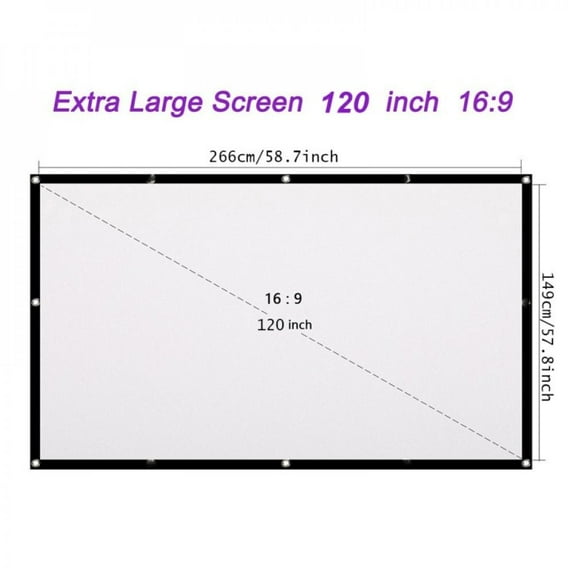 120 inch Projector Screen 4K, Portable Foldable Projector Screen 16:9 HD,Anti Light Projector Screen,Movie Screens for Projectors Outdoor