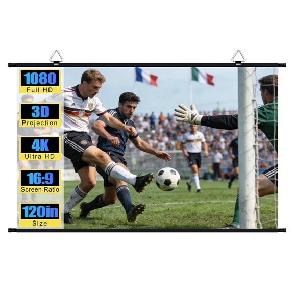 120 inch Projector Screen, XIAOHUI Portable Projector Screen for Indoor Outdoor, 4K ALR Hanging Projection Screen for Home Theater Backyard Party Movie Nights , 16:9 HD