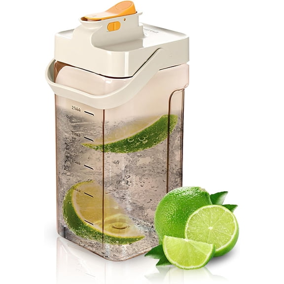 120 oz Cold Water Bottle, Clear Plastic Kettle with Lid, BPA-Free & Shatter-Resistant Refrigerator Pitcher, Perfect for Iced Tea, Sangria, Lemonade, Juice, Milk & More (Orange)