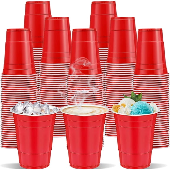 120 pcs 16 oz red plastic cups Christmas Plastic Cups red Party Cups Valentines Day plastic cups for drinking Tastings served Snacks Barbecues Picnics