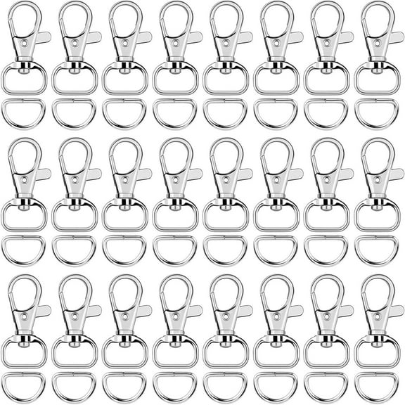 120 pcs Keychain Clip Hooks with D Ring Include 60pcs Swivel Snap Hooks Lanyard Clip and 60pcs D Ring for Purse Hardware Sewing Projects 1/2” inside Width
