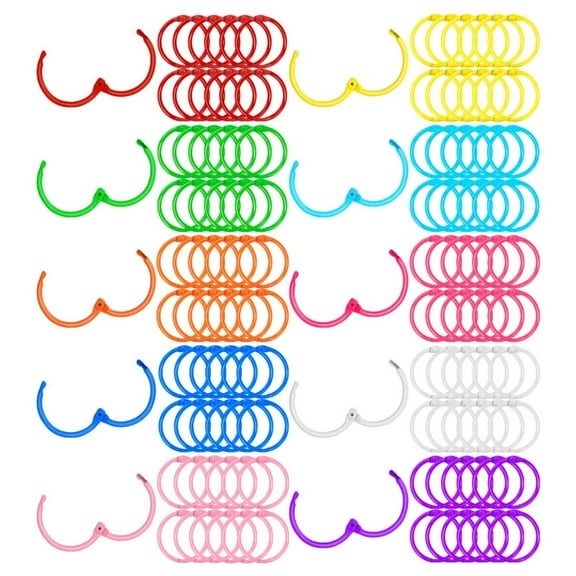 120 pcs Loose Leaf Binder Rings, Flash Card Ring Colorful Metal Book Ring Rainbow Heavy Duty Notebook Rings, Keychain 1 Inch 10 Colors