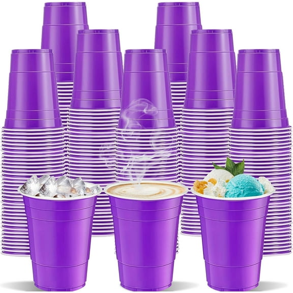 120 pcs Purple Plastic Drinking Cups, 16 oz, Disposable Party Cups for Tastings, Snacks, Barbecues, Picnics