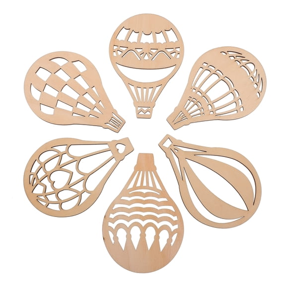 120 pcs Wood Slices with Hot Air Balloon Design for Crafts, Handmade Graffiti Art, Natural Wood Chips for Projects