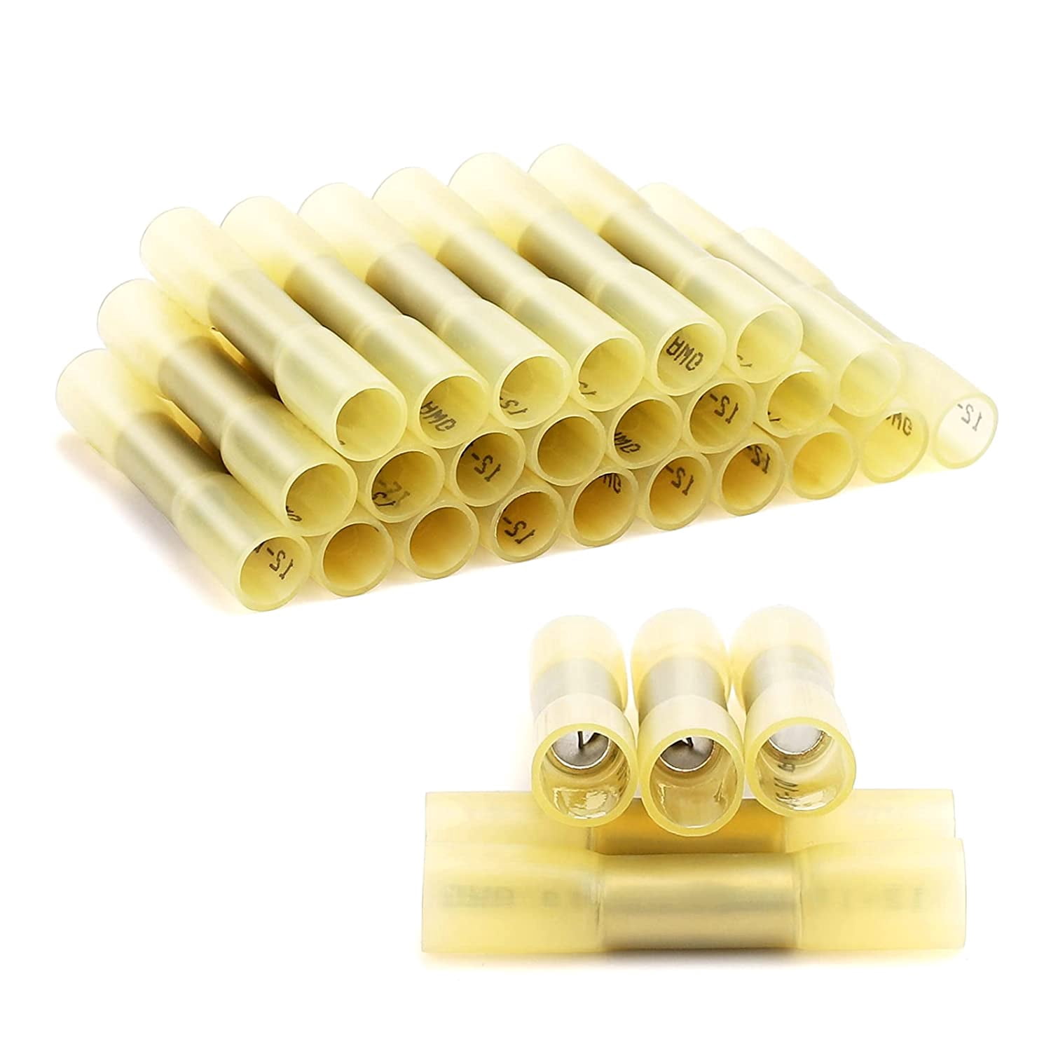 120 pcs yellow heat shrink terminal connectors, 12-10 waterproof insulated wire connectors, crimp and heat shrink terminal connector terminals suitable for cars, ships, trucks, trailers, stereo syste