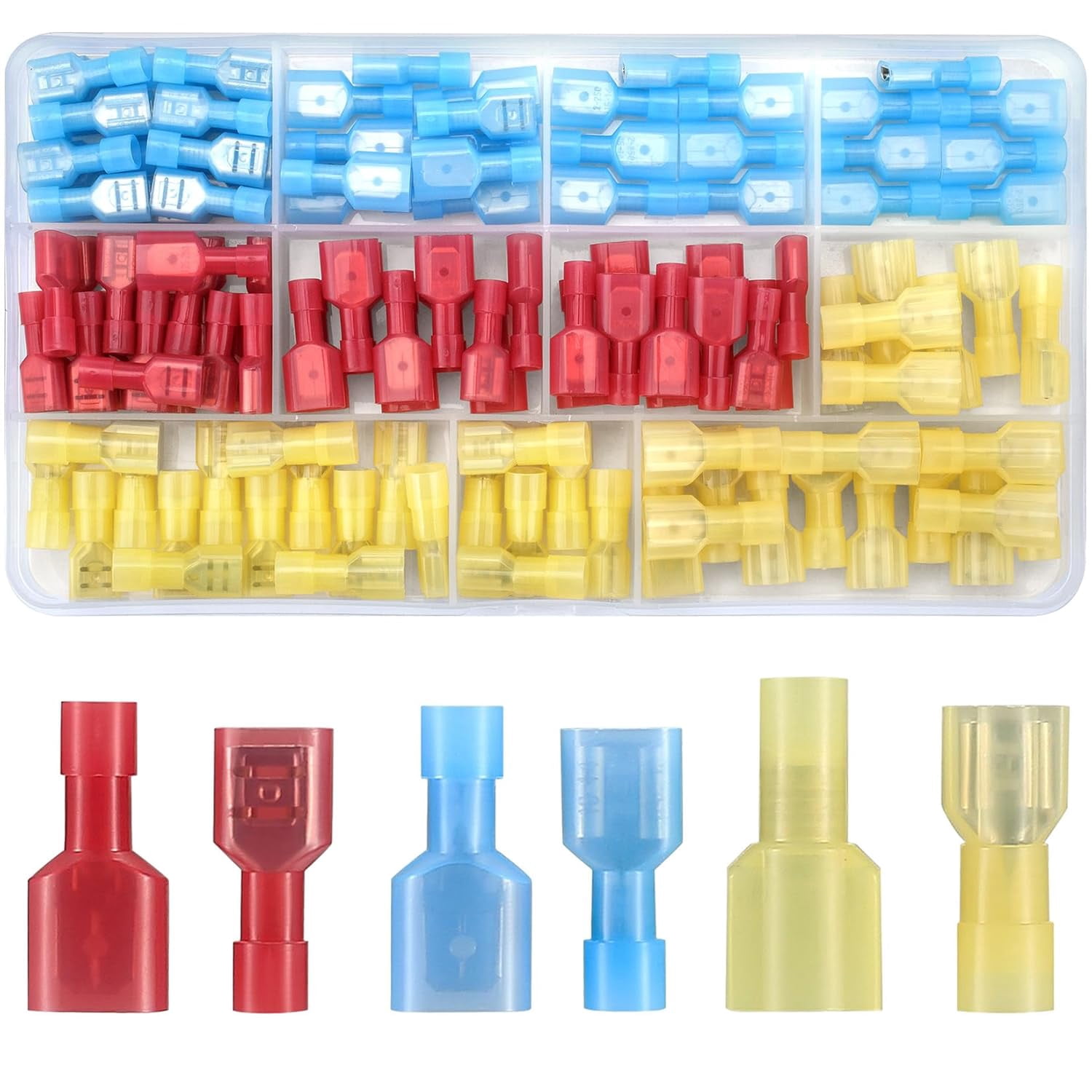 120-piece crocodile clip connector set, nylon 22-10 size male and female crocodile clips, quick disconnect fully insulated nylon wire connectors, suitable for cars, electronic devices