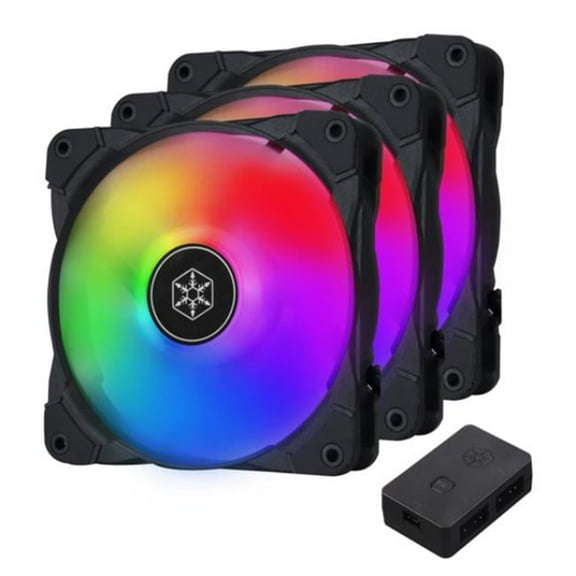 120 x 25 mm Air Blazer 120i Lite Brilliant 3-in-1 Addressable RGB Fan Pack with Controller, Black & Translucent - Pack of 3