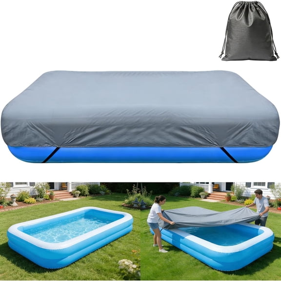 120 x 72 inch Inflatable Pool Cover 10 x 6 ft Inflatable Rectangular Pool Covers Garden Outdoor Above Ground Swimming Pool Shades Backyard Adult Kid Pool Shade