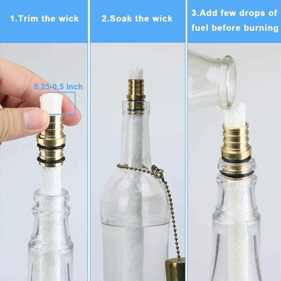 120Pcs Fiberglass Replacement Wicks, Oil Lamps Wicks, Candle Wine Bottles Wicks 0.5 By 9.85 Inch