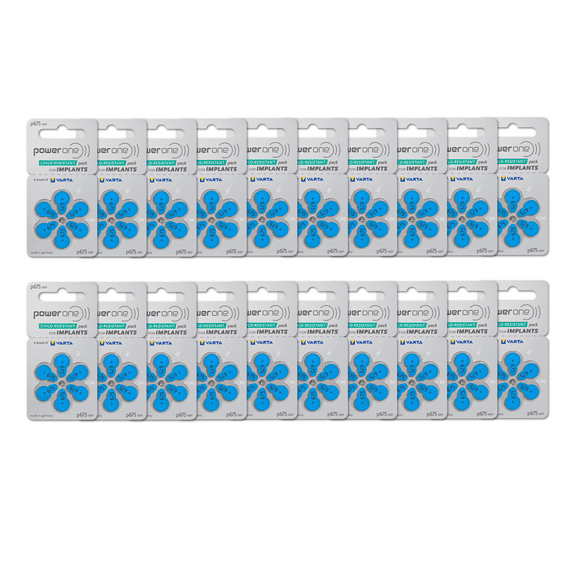 120 x Size p675 PowerOne IMPLANT Plus Cochlear Hearing Aid Batteries