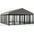thumbnail image 1 of Outdoor Dog Kennel 120"x118", Large Metal Fence House with Roof, Feeding Door, Double Lock, 1 of 7