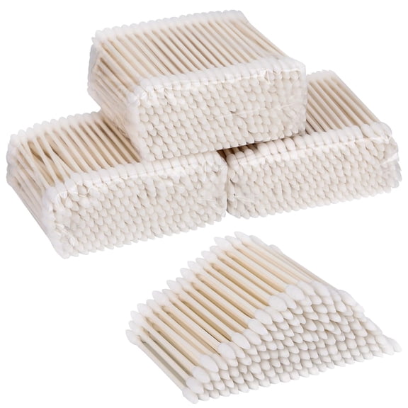 1200 Count Precision Tip Cotton Swab, Pointed Tip Cotton Swabs with Wood Sticks, Microblading Cotton Swabs Micro Swabs Cotton Tipped Applicators - 4 Inch