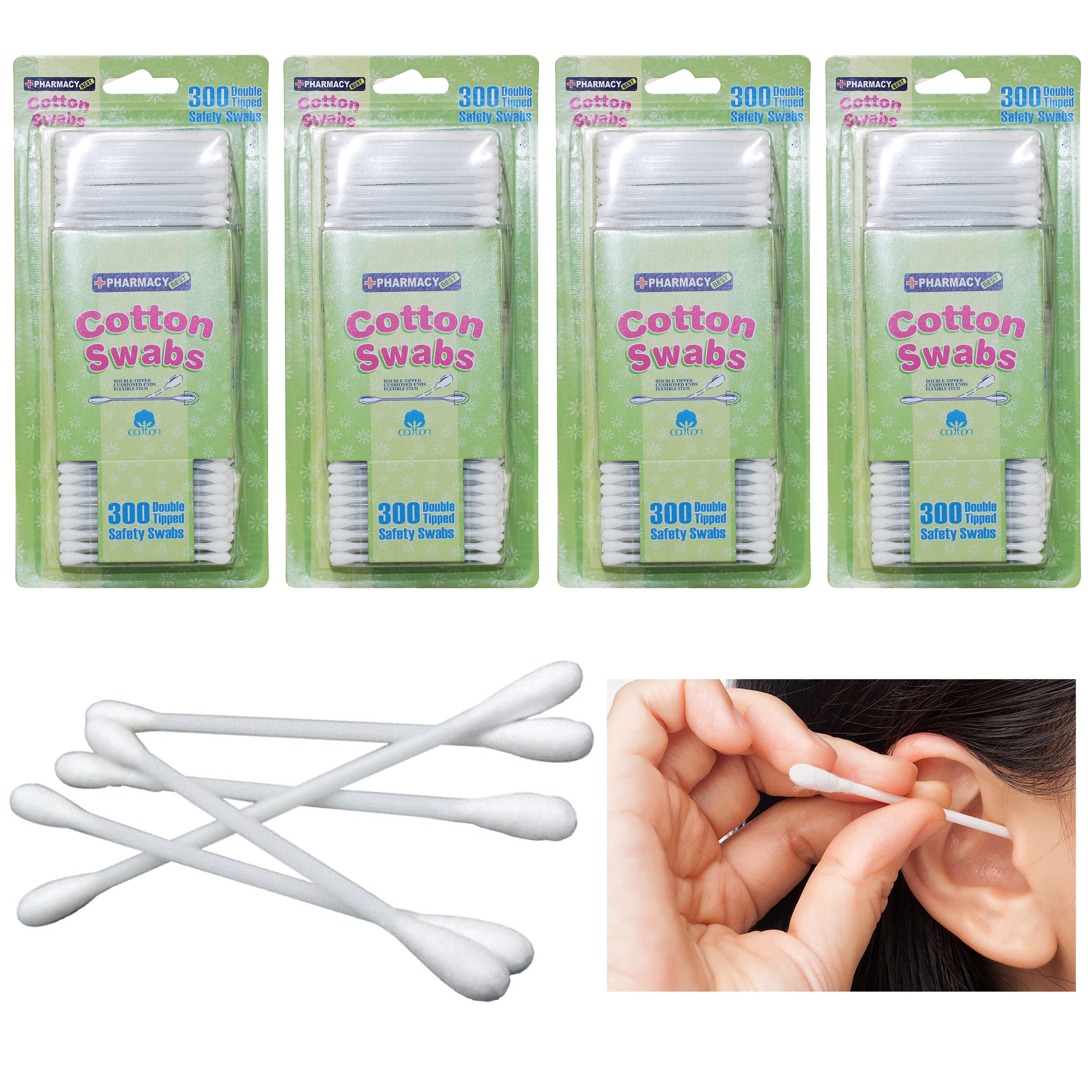 1200 Ct Cotton Swab Applicator Soft Q Tip Double Tipped White Sticks