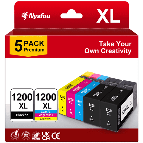 1200 Ink Cartridges Compatible for Canon 1200XL PGI-1200 XL for MAXIFY MB2720 MB2320 MB2700 MB2050 Printer(5-Pack)