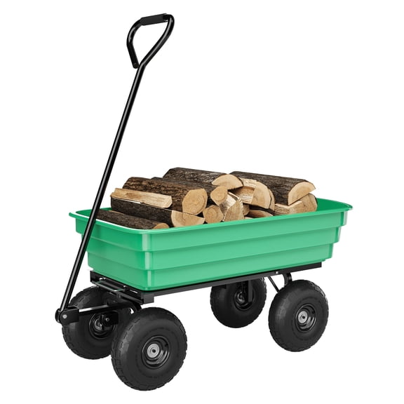 1200 LBS Heavy Duty Poly Dump Cart, 10" No-Flat Tires, 180° Rotating Handle & Quick-Release for Garden Landscaping