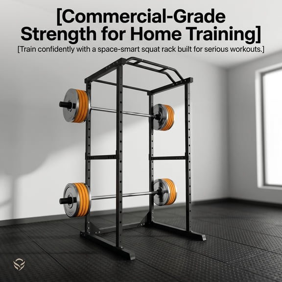 1200 LBS Multi-Function Power Cage, Weight Cage Squat Rack with Adjustable Cable Crossover System & J-Hooks, Heavy Duty Power Rack 45.6"L x 44.3"W x 81.5"H for Home Workout