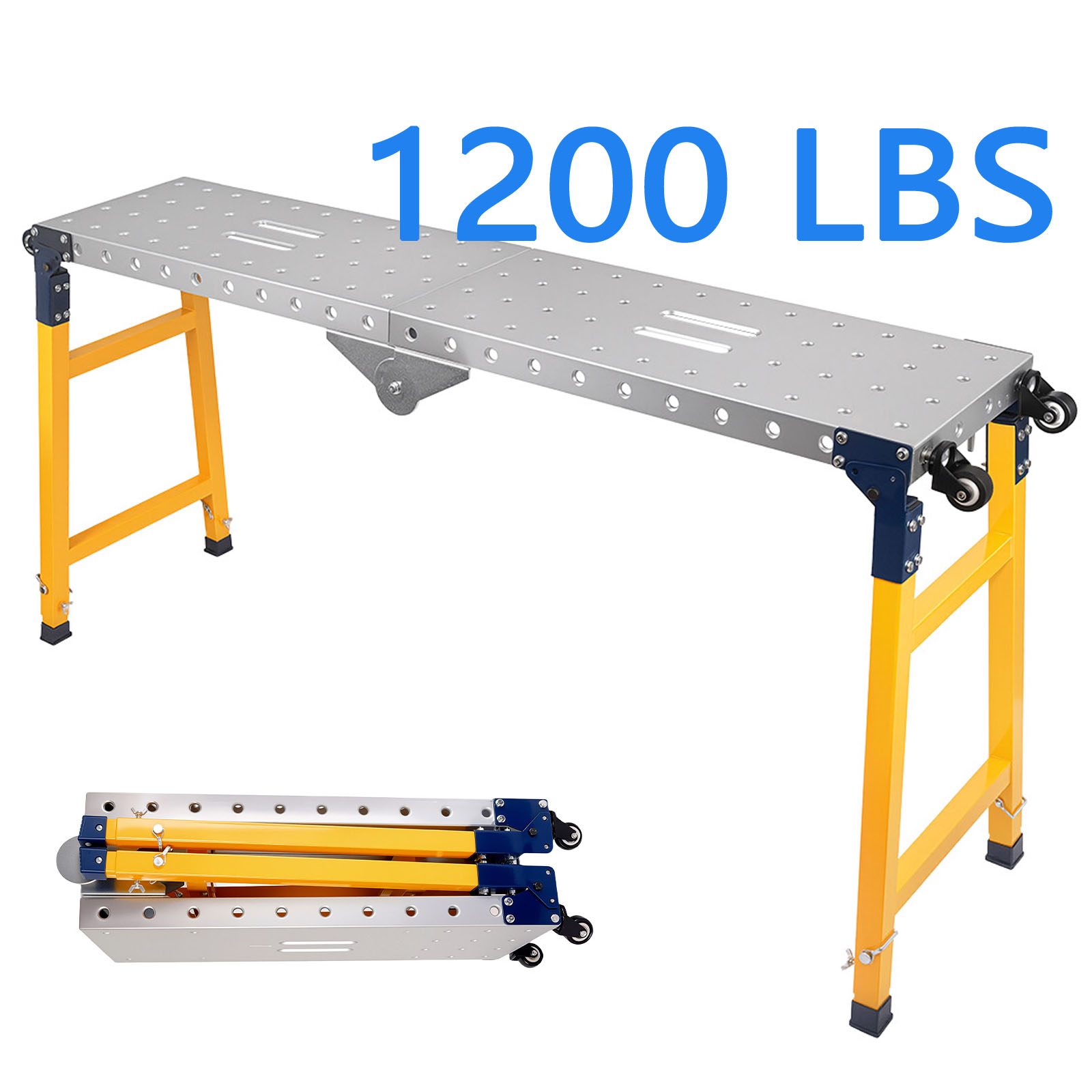 1200 LBS Welding Workbench Table, 65’’ x 12’’ Foldable Welding Table ...