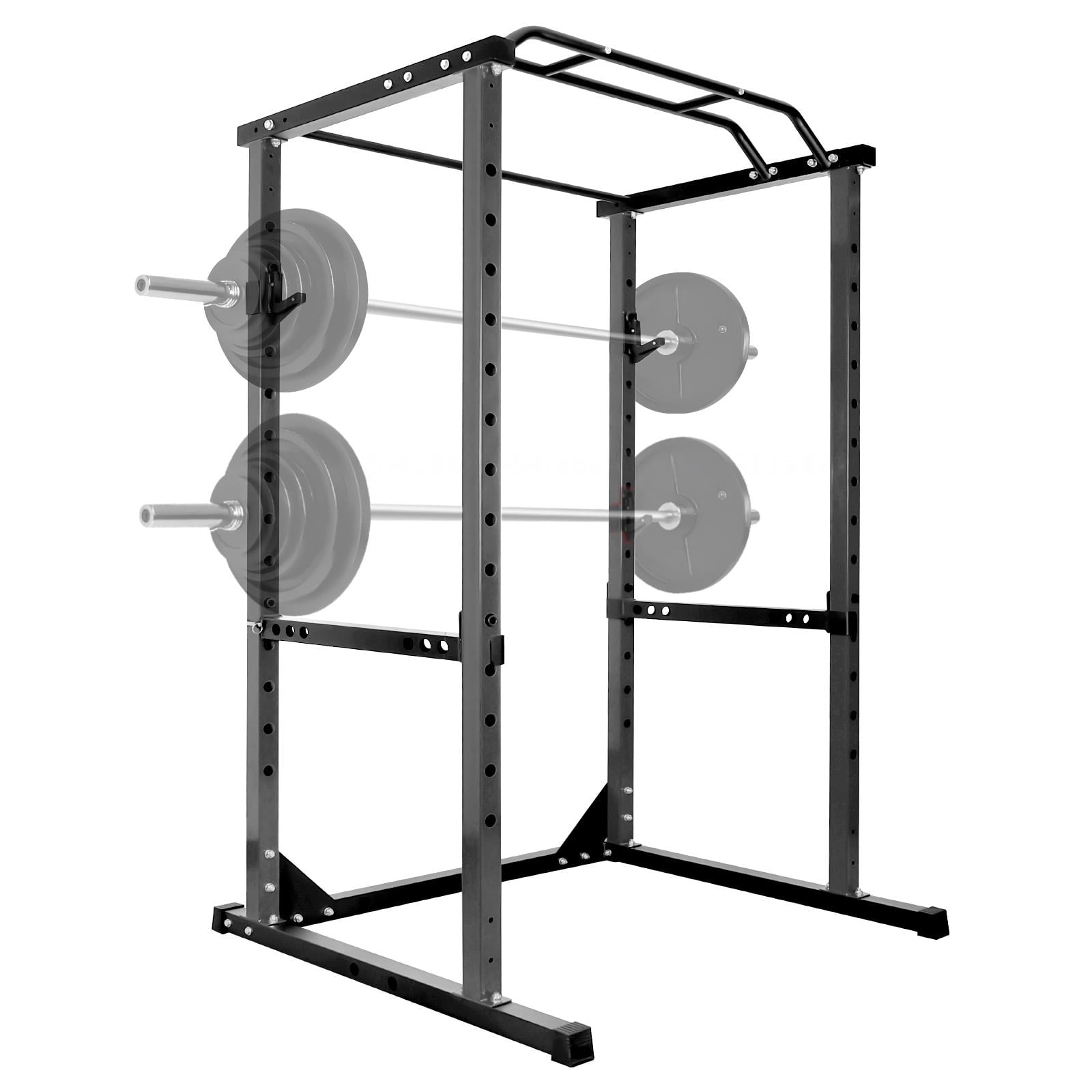 1200 Lb Black Squat Stand,Squat Rack With Angled Pull Up Bar And Resistance Band Pins,Heavy Duty Steel Construction And J-Hooks,Black Power Cage For Weightlifting Training,Black