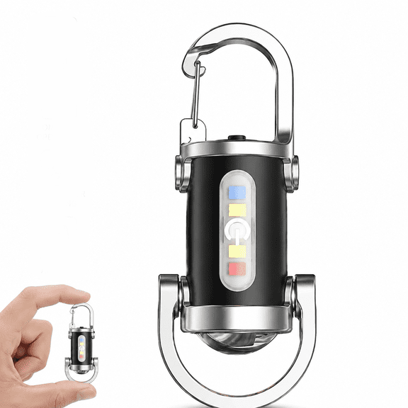 Portable Rechargeable Bright Keychain Flashlight , 1200 Lumens Waterproof Mini EDC LED Torch, 7 Modes Type-C