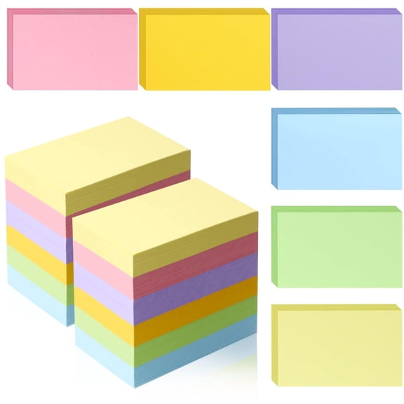 1200 PCS Colored Index Cards 3x5 Flash Study Note Cards 6 Color Set