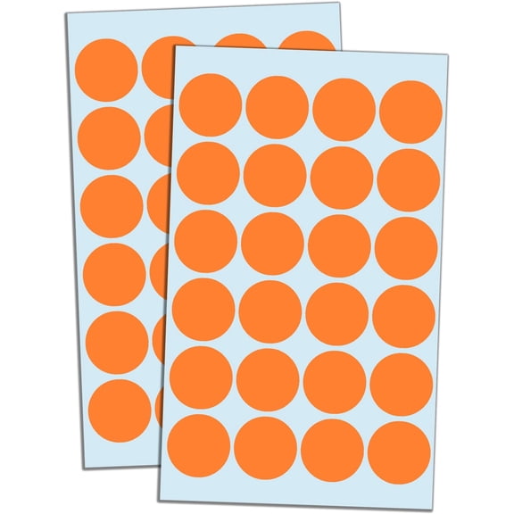 1200 Pack, 1" Round Dot Stickers Circle Labels - Orange