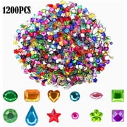 1200 Pack Acrylic Flatback Rhinestones Jewels Craft Gems Jewels Crafts Gemstone Pirate Treasure Jewels Jewels Stickers Rhinestones Party Arts Decoration for Kids Colorful Bling Crystal 12 Shapes