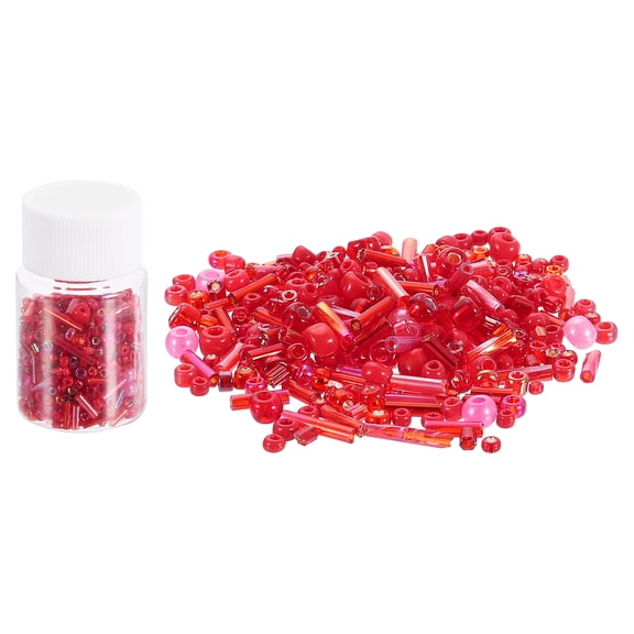 1200 Pack Mixed Glass Seed Beads 1-4mm Mini Loose Glass Seed Spacer Bead, Red