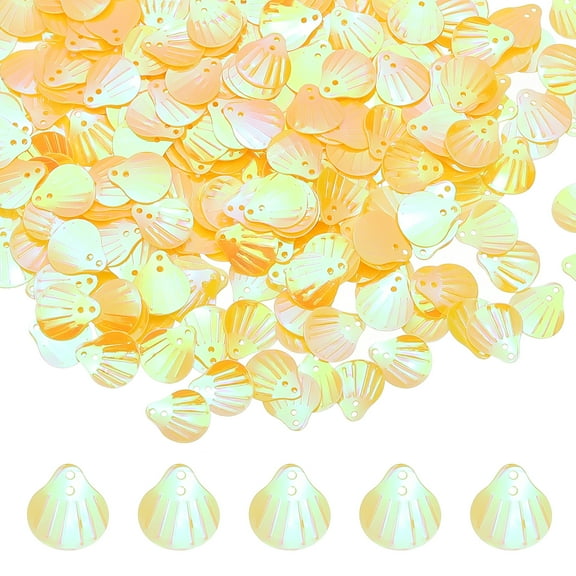 1200-Pack Seashell Sequins, 100g Shell Shape Loose Sequins[AB Yellow]