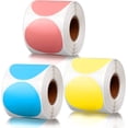 thumbnail image 1 of 1200 Pcs Circle Thermal Sticker Labels 2'' Circle Direct Thermal Printer Stickers Multi-Purpose Dot Sticker Self-Adhesive Roll Sticker Labels for DIY Logo Design,QR Code,Name Tag(3 Rolls), 1 of 5