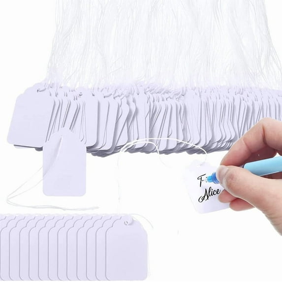 1200 Pcs Marking Tags Price Tags White Smooth Surface Labels Hanging String Display Tags for Pricing Gift Jewelry Clothing Yard Sale Products Shoes Teabags DIY Crafts
