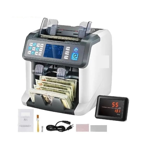 1200 Pcs/Min Money Counter Business Cash Register, Bills Counterfeit Bill Detector 2 CIS/UV//IR/DD/ Function Bank Store ,Perfect Design