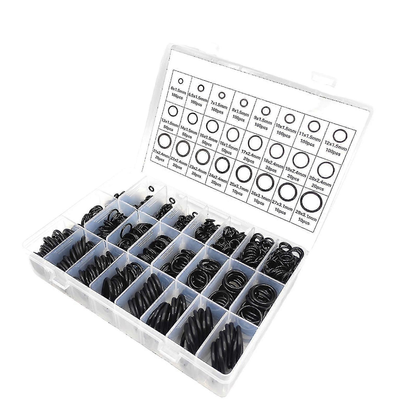 1200 Pcs Rubber Grommet Round Spring Gasket Sealing Hardware Tool Kit Set