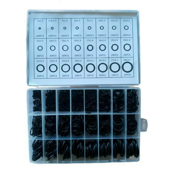 1200 Pcs Rubber O-Ring Kit, Oil Resistant High Temp Nitrile Seals For Automotive Repair And , Black Assorted Sizes