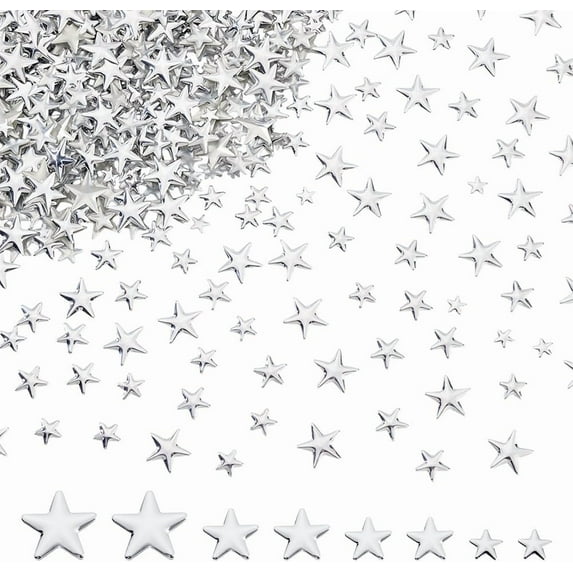 1200 Pcs Star Hotfix Iron On 5/7/9/12mm Embellishments Aluminum Hotfix Iron on Flat Back Metal Star Studs for Clothing DIY Craft Accessory Sliver Metal Platinum DIY